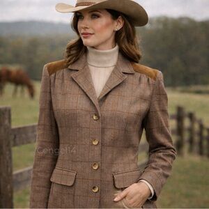 Vintage 1970s Mr Beau by R.L. Davis Brown Tweed Plaid Blazer – Size L